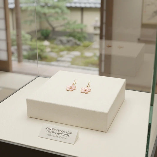 禅意樱花垂坠耳环